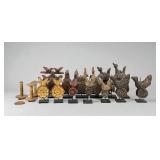 (21) Carved & Painted Burmese Wooden Pulleys / Tex