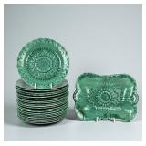 (23pc) Majolica Wedgwood Sunflower Basket Weave Pl