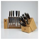 (21pc) Shun Kaji Damascus Steel Knife Set W/ Block