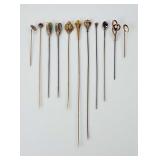 (11pc) Antique Gold-Toned Hatpins