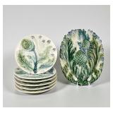 (7pc) Luneville French Barbotine Majolica Asparagu