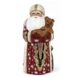 Carved Wood Russian Santa Holding Bear
