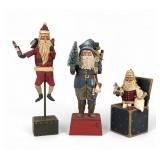 (3) Vaughn & Stephanie Rawson Wood Carved Santas