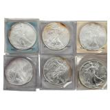 (6) Silver American Eagles