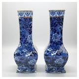 Pair Of Shelley Blue & White Blue Dragon Vases