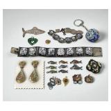 Group of Asian Enameled Silver Jewelry