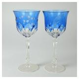 Pair Of Varga "Printemps" Sky Blue Wine Glasses