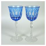 Pair of Varga "Renaissance" Sky Blue Wine Hocks
