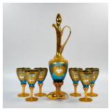 (7pc) Murano Ewer & Glasses With Gold Gilding