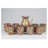 Murano Millefiori Glass Pitcher with (8pc) Tumbler