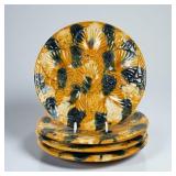 (4pc) Antique French Vallauris Majolica Oyster Pla