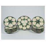 (13pc) Longchamp French Majolica Oyster Serving Pl