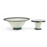 (2pc) Fry Foval Silver Overlay Jade Green Opalesce