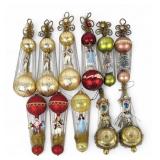 (7pc) Hand Blown Glass Vintage Holiday Ornaments