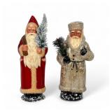 (2) Ino Schaller Papier Mache Santas