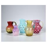 (5pc) Art Glass Pitchers Inc Fenton