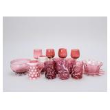 Group of Cranberry Glass Tableware