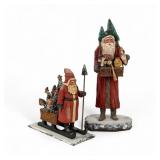 (2) Vaughn & Stephanie Rawson Folk Art Carved Sant