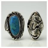 (2) Navajo Sterling Rings Signed "AJT" & "RB"