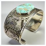 F. Charley Sterling & Turquoise Cuff