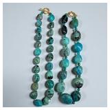 (2) Zoe B Turquoise Necklaces With 14K Gold Clasps