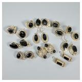 (12) Sterling Silver & Black Onyx Rings and Earrin