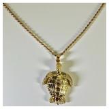 14K Yellow Gold Necklace w/ 14K Turtle Pendant