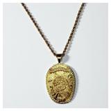 14K Yellow Gold Chain w/ 14K Police Badge Pendant