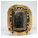 14K Yellow Gold & Black Coral Victorian Ring