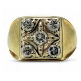 Diamond & 14K Yellow Gold Mens Ring