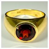 14K Yellow Gold Garnet Ring