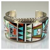 R & L Vacit Sterling Silver Multi Stone Zuni Cuff