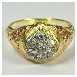Antique 14K Yellow & Rose Gold Diamond Ring