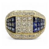Diamond & Sapphire 18K Yellow Gold Men