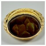 14K Gold & Fire Agate Men