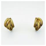 14K Gold Textured Knot Pierced Earrings