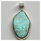 J. Piaso Jr. Sterling SIlver & Turquoise Pendant