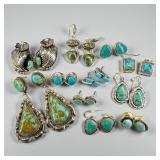 Group Of Sterling Silver and Turquoise & Pierced E