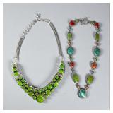 (2pc) Sterling Silver Turquoise & Coral Necklaces