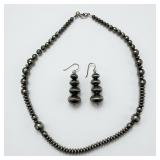 Sterling Silver Navajo Beaded Necklace & Dangle Ea