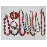 Turquoise & Coral Bead Jewelry Group