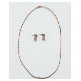10K Rose Gold Necklace W/ 10K Rose Gold Earrings