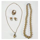 14K Gold & Golden South Sea Pearls Jewelry Set