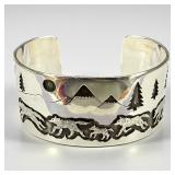 Dina Huntinghorse Navajo Sterling Silver Wide Cuff