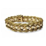 14K Gold Braided Bracelet with Cultured Pearls