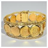 14K Yellow Gold Mexican 2 1/2 Peso Bracelet