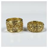 (2) 10K Yellow Gold Filigree Bands Rings