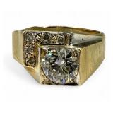 Diamond & 14K Yellow Gold Mens Ring