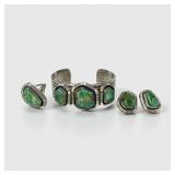 (4pc) W.Johnson Navajo Sterling Silver Turquoise J