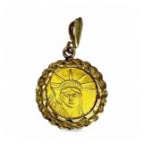 1/10th .999 Gold Coin Set in 10K Gold Bezel